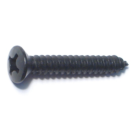 Midwest Fastener Sheet Metal Screw, #12 x 1-1/2 in, Black Steel Oval Head Phillips Drive, 8 PK 79497